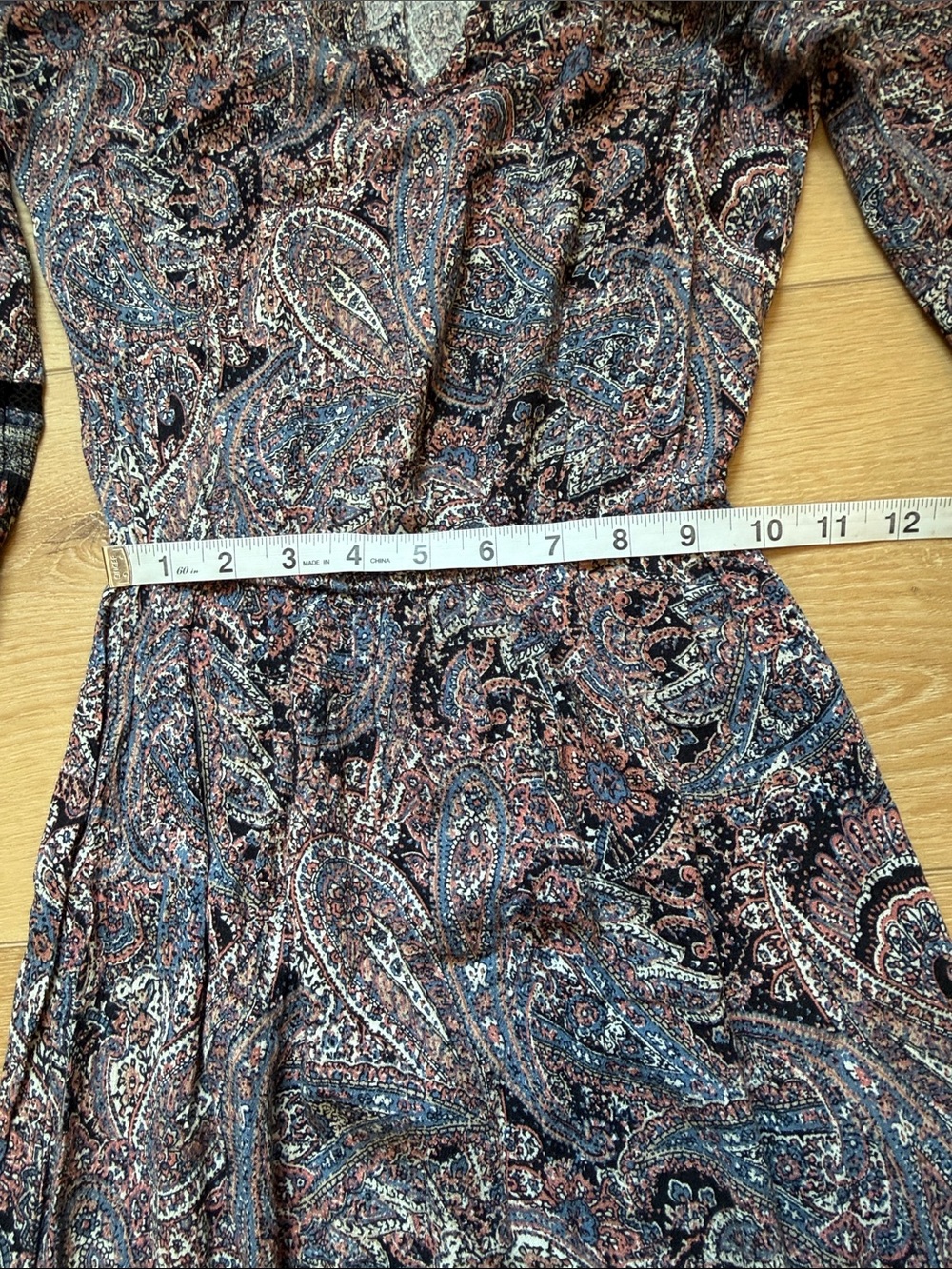 American Eagle Blue Boho Paisley Cold-Shoulder Maxi Dress - Picture 5 of 8